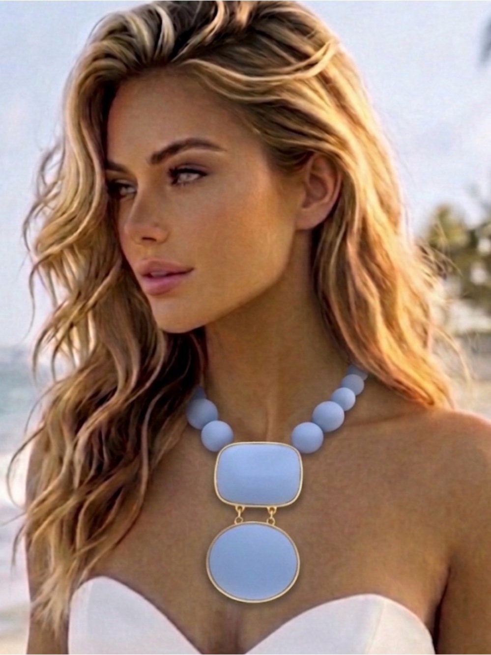 NWT ⚜️🩵⚜️ Piper K Chunky Matte Blue Beaded Necklace